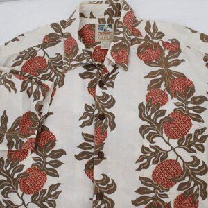 Kahala John Severson Hawaiian Shirt Mens XL Ulu stripe Linen Blend strawberry